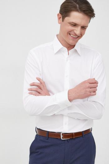 Košeľa BOSS pánska,biela farba,slim,s klasickým golierom,50469345