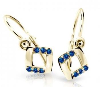 Cutie Jewellery Štvorcové detské náušnice zo žltého zlata C2268-10-X-1 modrá