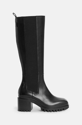 Vysoké čižmy AllSaints Natalia Boot dámske, čierna farba, na podpätku, W100FB