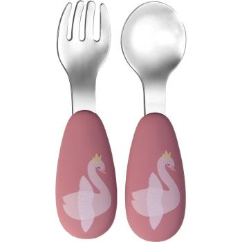 Tryco Cutlery Swan príbor pre deti Dusty Rose 2 ks