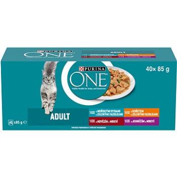 Purina ONE minifiletky s jahňacím, morskými rybami, kuraťom, hovädzím a zeleninou v šťave 40× 85 g (7613287586179)