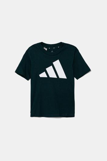 Detské bavlnené tričko adidas zelená farba, s potlačou, JV9871