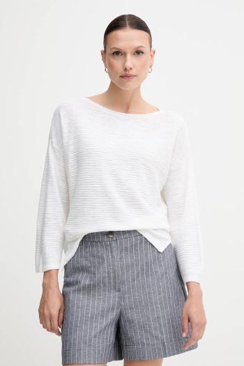 Sveter s prímesou ľanu United Colors of Benetton biela farba, 115GD10CT