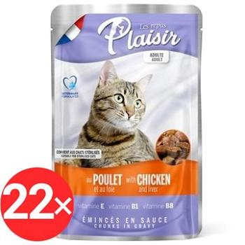 Plaisir Cat kapsička, kuracie + pečienka, 22× 100 g (8595657300150)