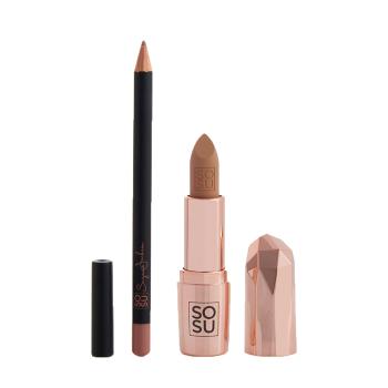 SOSU Cosmetics Súprava na pery s rúžom a kontúrovacou ceruzkou Let Them Talk Nudist (Lip Kit)