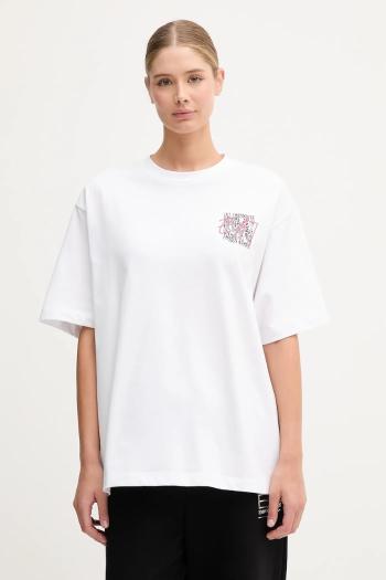 Bavlnené tričko EA7 Emporio Armani dámske, biela farba, AF12957.7W000726