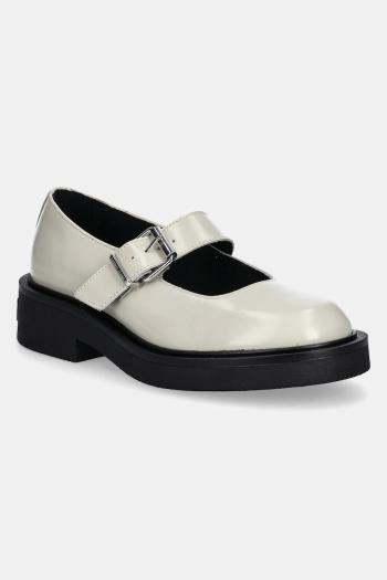 Kožené poltopánky Tommy Jeans TJW MARY JANE SHOE dámske, béžová farba, na plochom podpätku, EN0EN02723