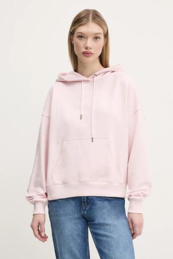 Bavlnená mikina Guess Jeans dámska, ružová farba, s kapucňou, s nášivkou, W5RQ27 K68I4