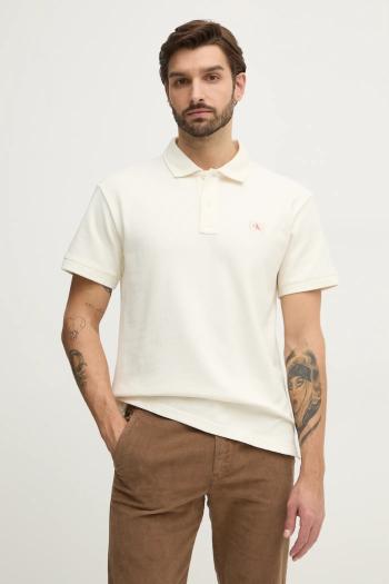 Polo tričko Calvin Klein Jeans pánske, béžová farba, jednofarebný, J30J327040