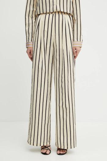 Nohavice Forte Forte béžová farba, široké, vysoký pás, 13852 my pants