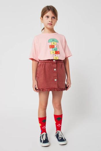 Dievčenská bavlnená sukňa Bobo Choses Tic Tac Toe ružová farba, mini, áčkový strih, 225AC100