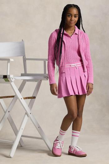 Dievčenská bavlnená sukňa Polo Ralph Lauren ružová farba, mini, rovný strih, 313965020001
