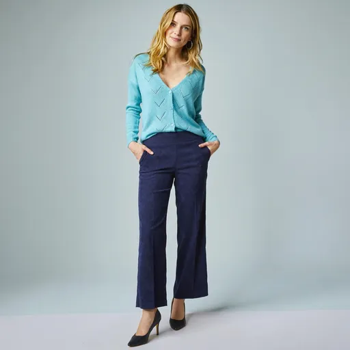 7/8 široké menčestrové nohavice s vysokým pásom