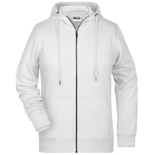 James & Nicholson (Daiber) Dámska mikina na zips z biobavlny 8025 - Biela | XL
