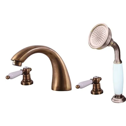 Vaňová batéria RAV Slezák MORAVA so sprchovacím setom stará mosadz MK569.0SSM