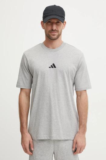 Bavlnené tričko adidas Essential pánske, šedá farba, melanžové, JF1091