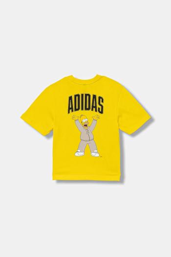 Detské bavlnené tričko adidas žltá farba, s potlačou, JM0818