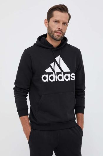 Mikina adidas pánska, čierna farba, s kapucňou, s potlačou