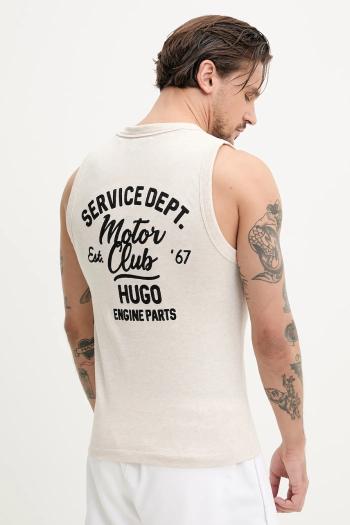 Bavlnené tričko Hugo Blue béžová farba, 50534750