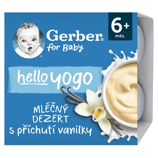 GERBER Hello yogo mliečny dezert vanilkový 6m+ 4 x 100 g