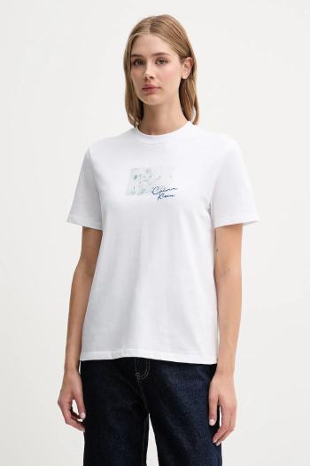 Bavlnené tričko Calvin Klein Jeans dámske, biela farba, LV047C855G