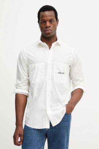 Bavlnená košeľa Armani Exchange béžová farba, regular, s klasickým golierom, XM000959 AF12994