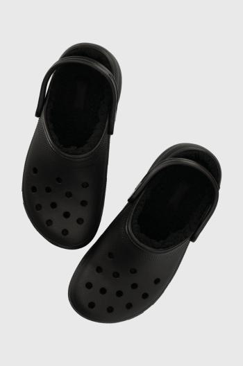 Šľapky Crocs Classic Platform Lined Clog dámske, čierna farba, na platforme, 207938