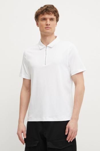 Bavlnené polo tričko Michael Kors pánske, biela farba, jednofarebné, CR552FRC93