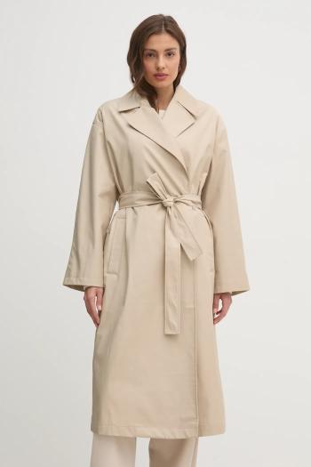 Trenčkot Calvin Klein dámsky, béžová farba, prechodný, oversize, 00040WL546