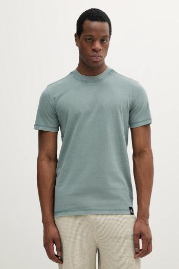 Bavlnené tričko Calvin Klein Jeans pánske, zelená farba, melanžová, J30J327267