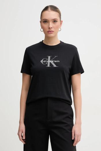 Bavlnené tričko Calvin Klein Jeans dámsky, čierna farba, LV047B864G