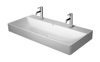 DURAVIT - DuraSquare Dvojumývadlo nábytkové, 100x47 cm, bez prepadu, 2 otvory na batérie, DuraCeram, biela 2353100072