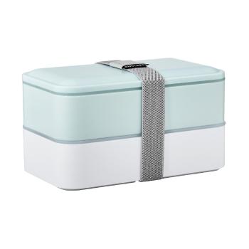 SNACK PACK Svačinový box včetně příboru - sv. modrá/bílá