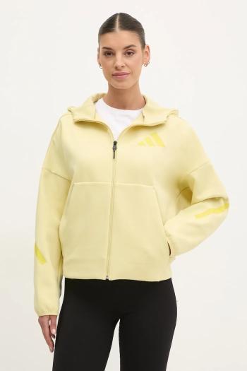 Mikina adidas Z.N.E. dámska, žltá farba, s kapucňou, s potlačou, JJ4753