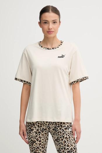 Bavlnené tričko Puma dámske, béžová farba, 688082