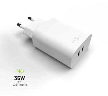 Töltő adapter FIXED PD Rapid Charge 2 x USB-C - PD 3.0, 35W, fehér