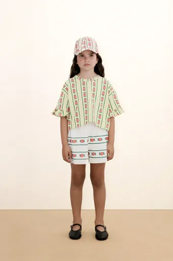 Detské bavlnené tričko Tinycottons ROSE PATTERN CROP TEE