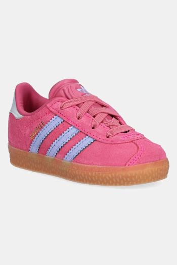 Detské semišové tenisky adidas Originals GAZELLE ružová farba, JR5938