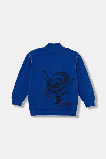 Detská bavlnená mikina United Colors of Benetton modrá farba, s nášivkou, 3NBMG5042