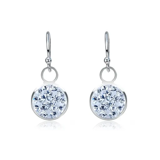 Strieborné náušnice 925 - visiaca objímka s čírymi zirkónmi, 7 mm