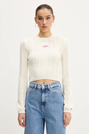 Bavlnený sveter Tommy Jeans béžová farba, DW0DW20256