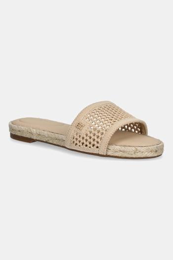 Šľapky Tommy Hilfiger KNIT MESH ESPADRILLE FLAT SANDAL béžová farba, FW0FW08744