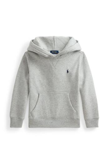 Detská mikina Polo Ralph Lauren šedá farba, s kapucňou, jednofarebná, 322749954017
