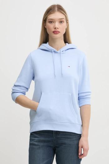 Mikina Tommy Jeans modrá farba, s kapucňou, jednofarebná, DW0DW19958