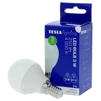 TESLA LED  MINIGLOBE BULB, E14, 3W,  250lm, 4000K denní bílá (MG140340-7)