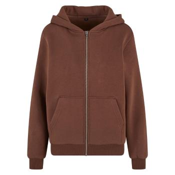 Build Your Brand Hebká dámska mikina na zips Fluffy - Čokoládová | XL