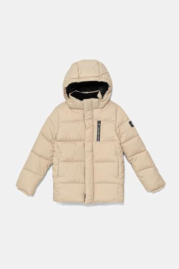 Detská zimná bunda Calvin Klein Jeans béžová farba, IB0IB01276