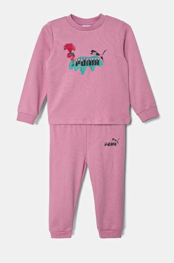 Tepláková súprava pre bábätká Puma X TROLLS Minicat Crew Jogger TR ružová farba, 627382