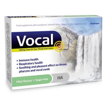 VOCAL HA pastilky s mätovou príchuťou bez cukru 24 kusov