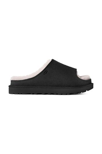 Semišové šľapky UGG Greenport Slide dámske, čierna farba, na platforme, 1167610-BLK